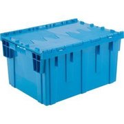 Monoflo International Global Industrial„¢ Plastic Shipping/Storage Tote W/Attached Lid, 28-1/8"x20-3/4"x15-5/8", Blue DC2820-15BLUE